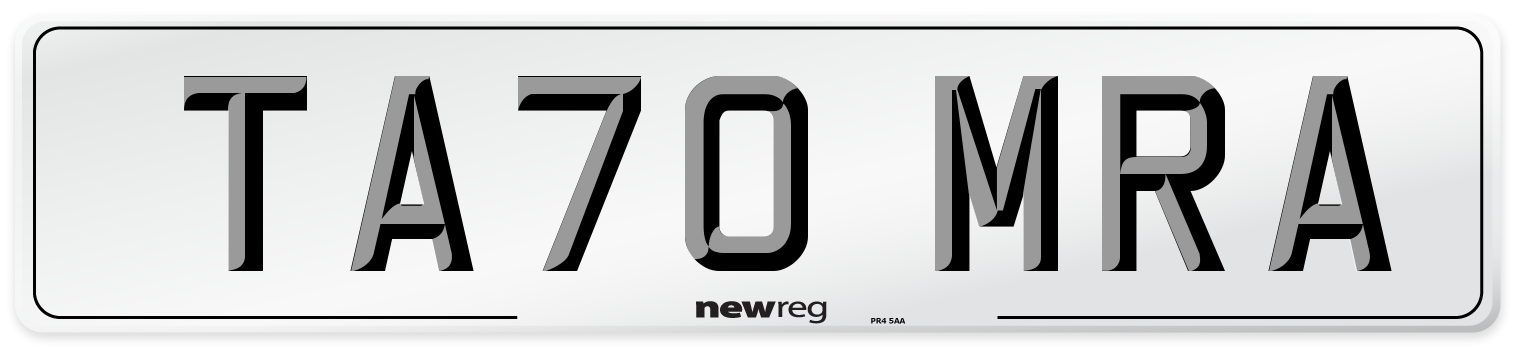 TA70 MRA Number Plate from New Reg